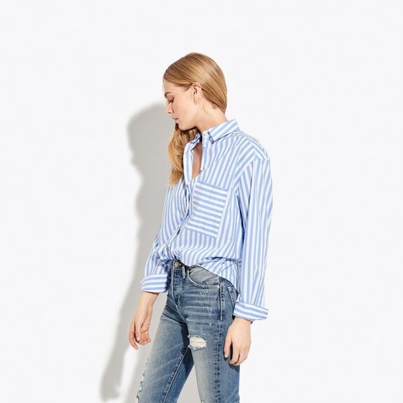 AYR the deep end striped button up in blue - Picture 2 of 4